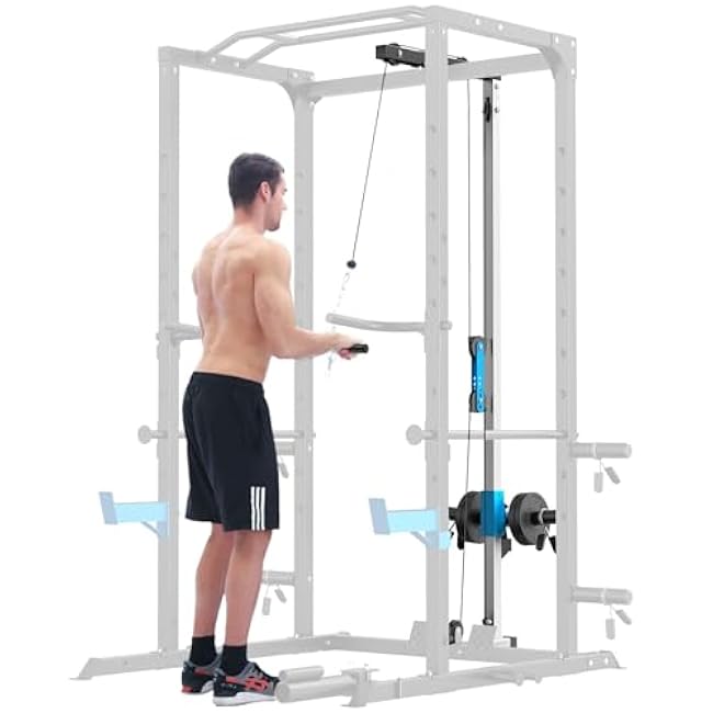 Power Cage, Multi-Functional Power Rack with J-Hooks, Dip Handles, Landmine Attachment and Optional Cable Pulley System for Home Gym
