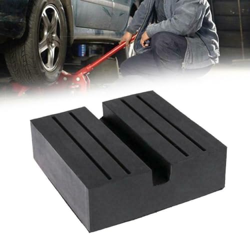 FACAIIO Bloque de soporte de goma para plataforma de elevación de coche de tijera de 70 x 70 x 25 mm, adaptador de elevación automotriz negro con ranura, para rieles de marco y soldaduras de pellizco