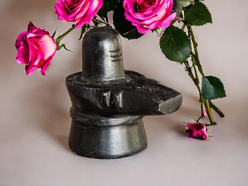 Image of SAUDEEP INDIA Black Marble Shiv Ling | Shiva Lingam for Home Temple | Mahadev Shankar Bholenath Shiv Ling Idol for Pooja Home Temple Mandir (4 Inch Export Quality)