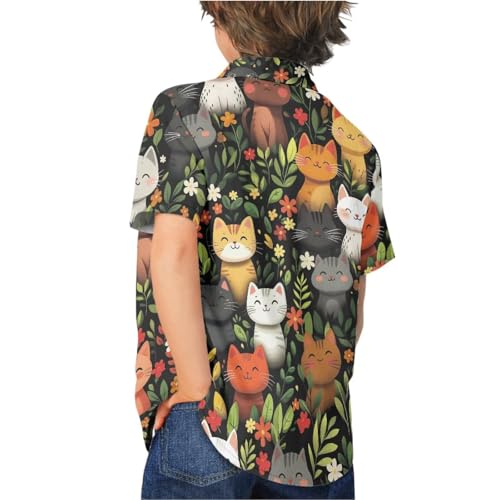 PinUp Angel Breathable Hawaiian Shirt for Kids Summer Beach Vacation Button Up Funny Tropical Graphic Shirt Top3