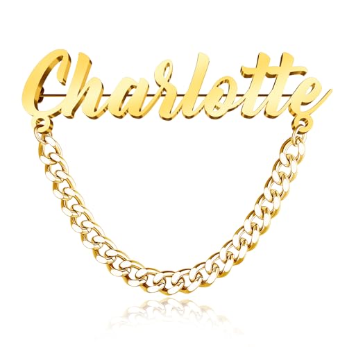 Image of Custom Lapel Pin for Women Men - Name Brooch Pin Personalized Stainless Steel for Wedding Business Party - Gold /Silver /Black Customized Jewelry Gifts