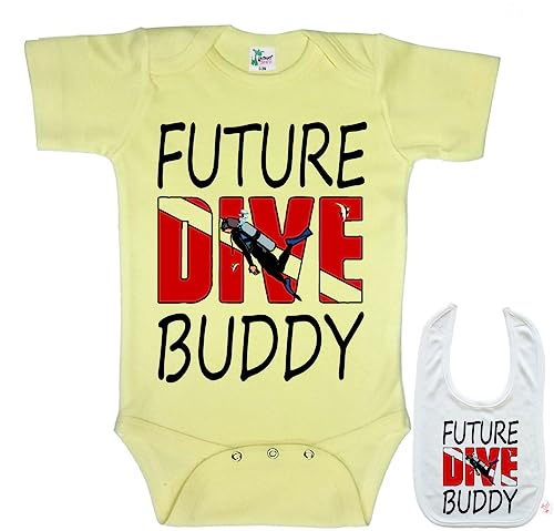 Image of Future dive buddy -Cute Diving & scuba theme Baby bodysuit onesie & bib set