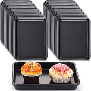 Set of 24 Baking Sheet Tray Small Cookie Sheet Pans for Oven Tray Carbon Steel Toaster Tray Replacement 9 x 7 x 1 Inch Nonstick Roasting Rectangle Trays, Oven and Dishwasher Safe