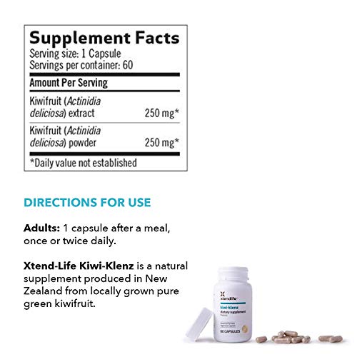 Xtend-Life | Kiwi-Klenz | Natural Prebiotic Packed with Enzyme, Soluble Fiber & Prebiotics | Supports Good Gut Flora & Promote Healthy Digestive Function | 60 Vegetarian Capsules (1 Pack)