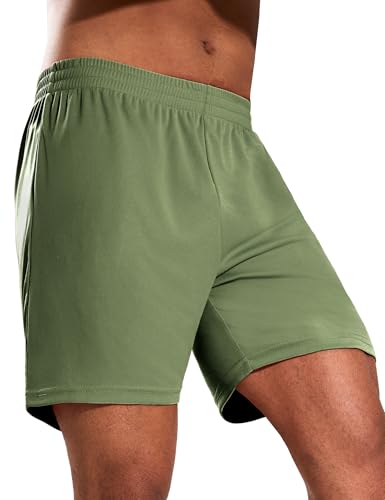 MIER Shorts masculinos de secagem rápida atlético/futebol/basquete sem bolsos, sem forro, corrida, t