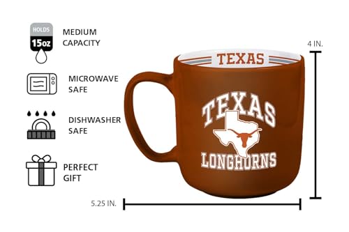 Image of Logo Brands NCAA Texas Longhorns 15 oz Stripe Coffee Mug - Vintage Team Logo, Inside Print & Stripes, Microwave & Dishwasher Safe- Great Gift For Fans & Alumni