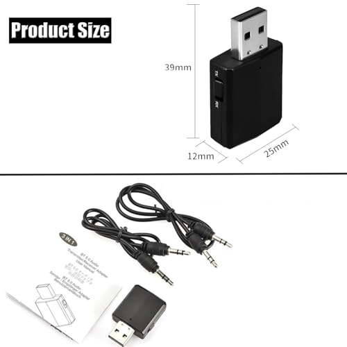 iJiZuo Bluetooth 5.0 Adapter PC, 3 in 1 USB Bluetooth Transmitter Receiver Adapter with 3.5mm AUX, Plug & Play, or TV Headset Speaker Keyboard Mouse - Image 5
