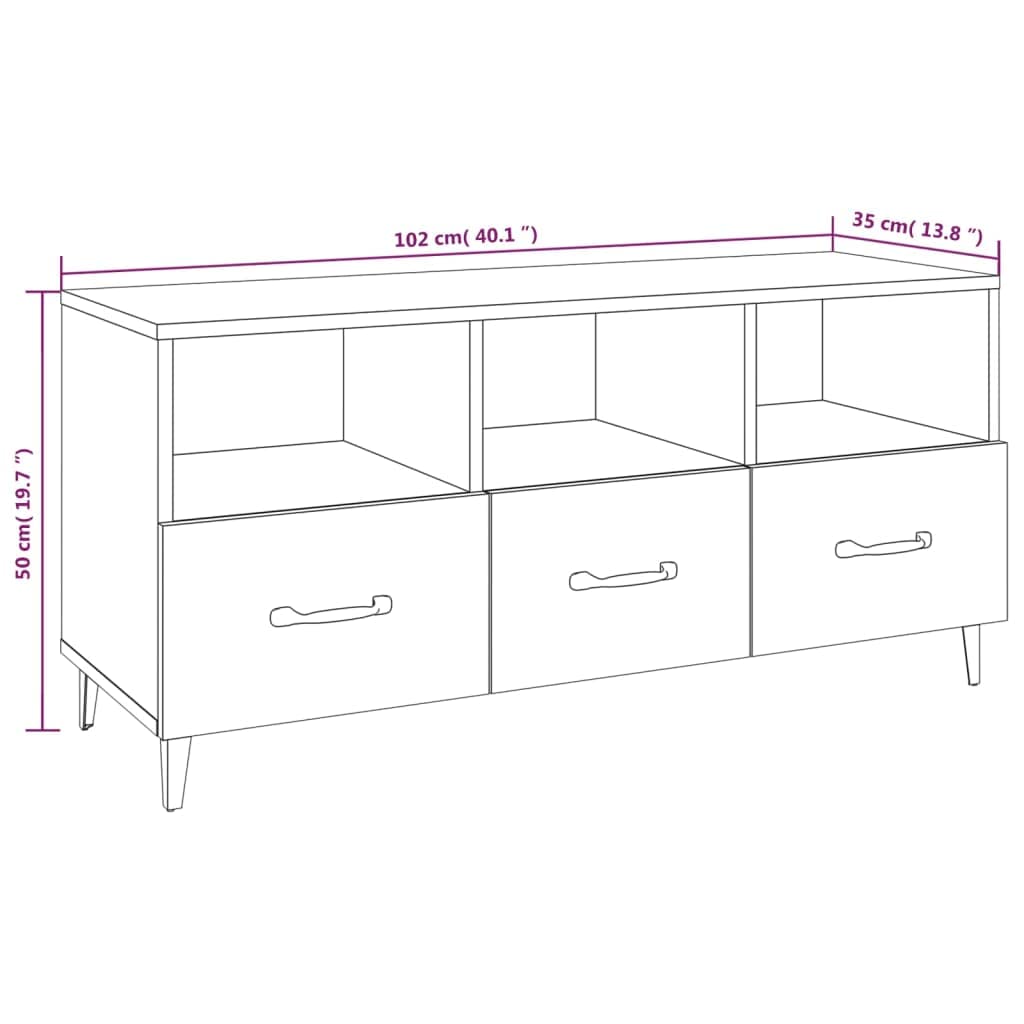 Nowoczesna szafka pod telewizor, betonowa szara, 102 x 35 x 50 cm, materiał drewnopochodny, z szufladami i półkami, do salonu, centrum rozrywki, stabilna konsola medialna