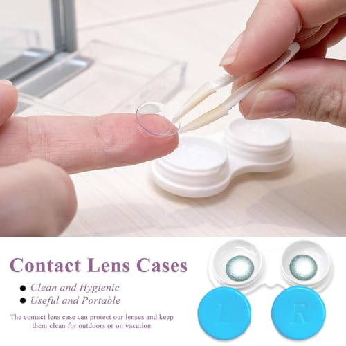 HZXINYI 2 Stück Kontaktlinsenbehälter Set - Bunt Kontaktlinsendose Linsenbehälter Kontaktlinsen Behälter Tragbarer Auslaufsicherer Reise Kontaktlinsenbehälter Set für Zuhause und Reisen, Grün + Blau