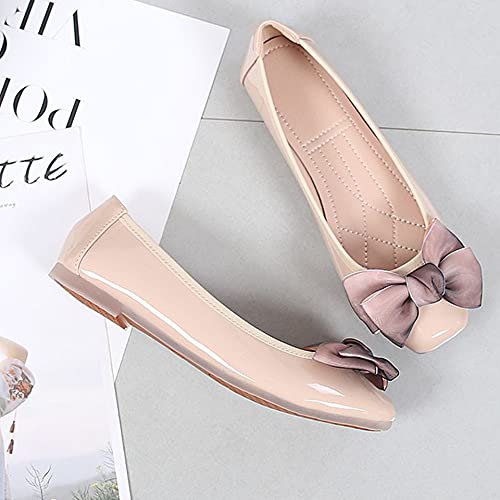 Women's Classy Bow Knot Ballerina Ballet Flats Casual Square Toe Flat Shoes Slip on Party Wedding Shoes3