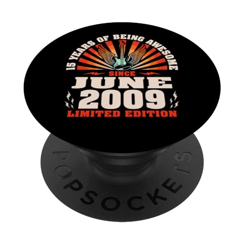 15 Cumpleaños 15 Años Guitarrista Amante de la Guitarra Nacido Junio 2009 PopSockets PopGrip Intercambiable