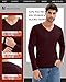 Sweetyweee 3 Pack Men's Thermal Shirts Big and Tall Fleece Lined Long Sleeve V Neck Base Layer Raglan Curved Hem Warm Tops(Black, Navy Blue, Burgundy,3X-Large)