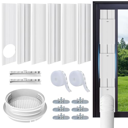Image of Upgrade Portable Air Conditioner Sliding Door Vent Kit with 4-in-1 Coupler Filter Suitable for 5.1 /5.9 inch Exhaust Hose,Adjustable from 16 inch to 90 inch Ac Vent Kit for Window /Sliding Door