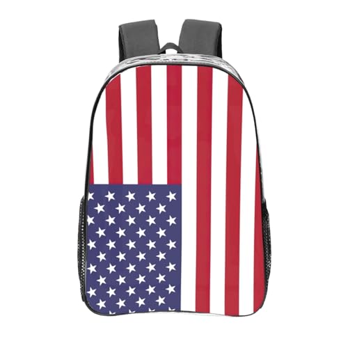 Sac à dos transparent avec poches imprimé drapeau américain noir