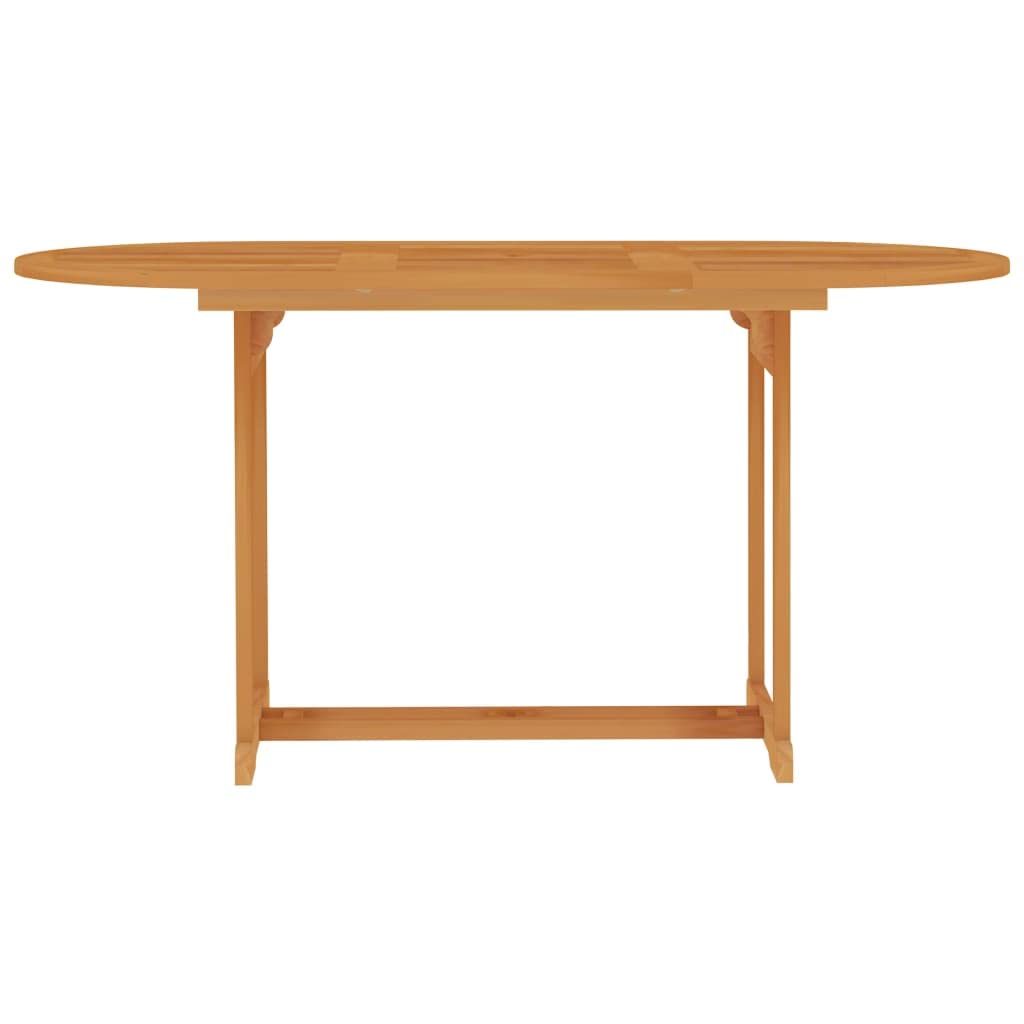 Juego de mesa y 4 sillas de madera maciza de teca, 150 x 90 cm, con cojines blancos cremosos, respaldos ajustables plegables para terraza y balcón