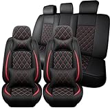 に適用 スズキ スイフトZC72S/ZD72S型 平成22年-平成29年 シートカバー レザー 素材 全囲い設計 5層複合材料囲い設計 車 シートカバー 通気性 汚れ防止 防水 滑り止め 車内装 前席 後部座席 取り付け簡単 カー用品(黒と赤,枕あり)