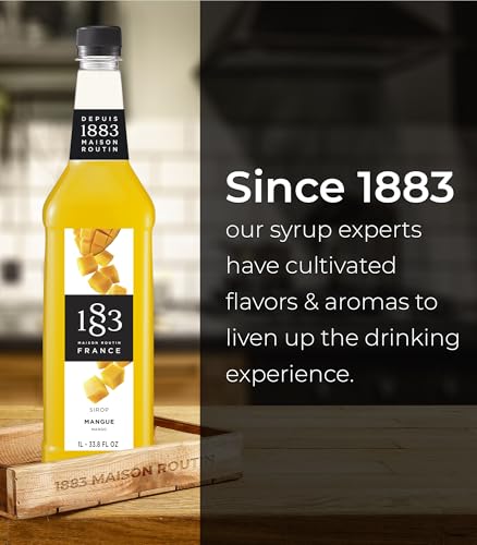 Image of 1883 Mango Syrup for Drinks, Made in France, 1 Liter Plastic Bottle