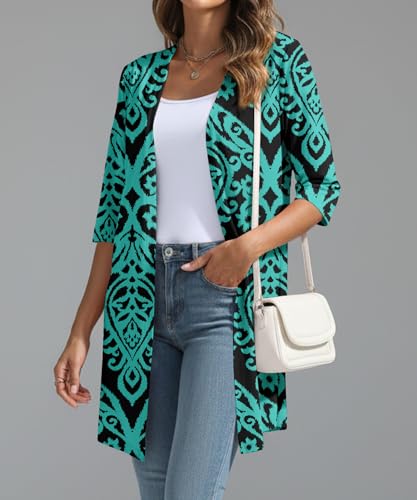 Image of YSYOKOW Lightweight Cardigans for Women 3 /4 Sleeve Long Open Front | Cardigan sweaters for women lightweight, summer cardigans for women lightweight, long cardigans for women trendy, dressy