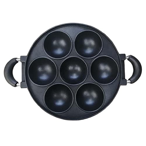 Peiiwdc 7-Hole Cast Iron Omelette Pan Non-Stick Cooking Pot Breakfast Egg Cooking Pie Cake Mold Kitchen Cookware Omelette Pans Nonstick Flip