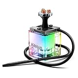 DarkWish Hookah Set Cube Acrylic Hookah with Multicolor LED Light Silicone Hookah Bowl Silk Hookah...
