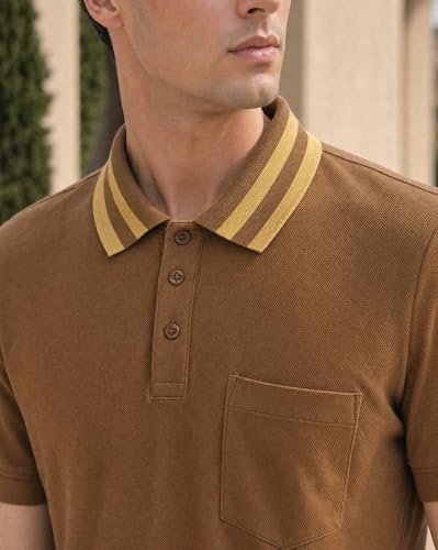 Image of Nobero Striped Collar Regular Fit Polo T Shirt for Men | Polo t-Shirts for Men | Regular Fit | Striped Collar | Premium Fabric | Casual & Smart Casual