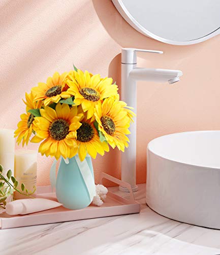 Omygarden 10pcs Artificial Sunflowers Bouquets, Fake Silk Sunflowers, Home Office Party Wedding Décor, WITHOUT VASE - Image 5