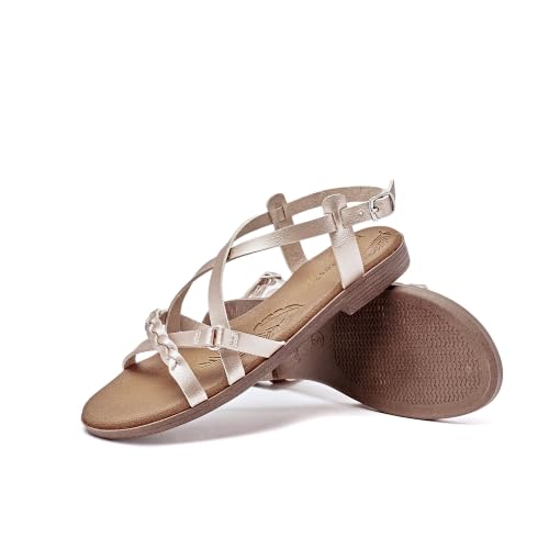 Image of Veittes Women's Casual Ankle Strappy Flat Slide Sandals