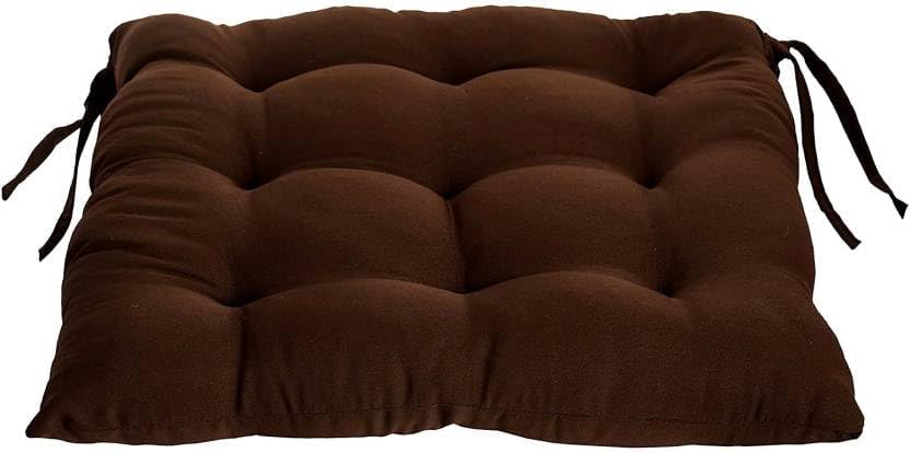 Image of Wakewell Chair Pads with Ties | Soft Microfiber Seat Cushions | Square Chair Cushion Pads for Dining Chairs, Office Chair, Kitchen & Home Seating (Brown, 45x45 cm (Pack of 1))