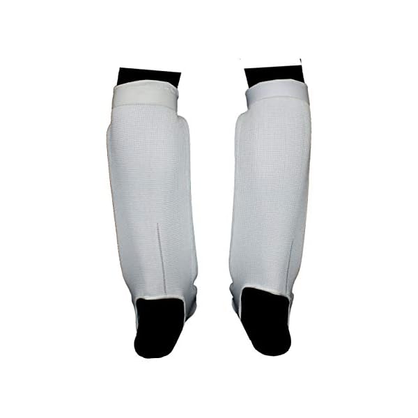 Twister-Muay-Thai-Boxing-KickboxingKarate-Taekwondo-MMA-Elastic-Cloth-Shin-Instep-Padded-Guards-Shin-in-Steps-Shin-Guards-Different-Sizes-Pair BadBoxe Muay Thai, Boxing, Kickboxing,Karate, Taekwondo, MMA Elastic Cloth Shin & Instep Padded Guards, Shin in Steps, Shin Guards, Different Sizes (Pair) (White/Black, S/M)