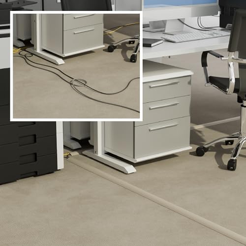 Image of D-Line 6ft Floor Cord Cover, Cable Protector, Hide Extension Cords, Protect Cords, Prevent Cable Trips, Heavy Duty Cord Hider - Cable Cavity = 0.63 inch (W) x 0.31 inch (H) - Beige