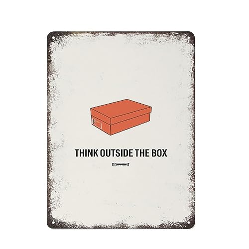 Think Outside The Box Hype Beast Art Sneaker Wall Metal Tin Plaque Poster Vintage Room Gift Aluminium Creative Funny Decoration 8"x12"