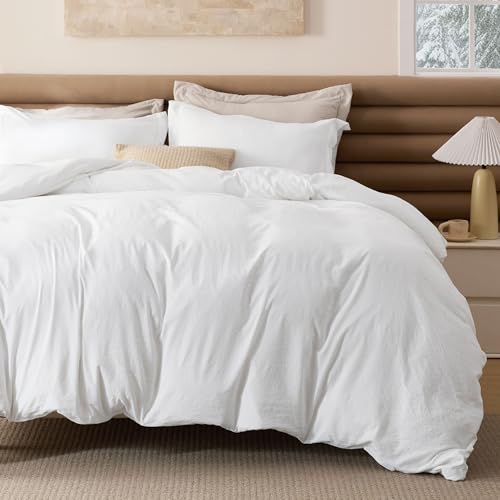 Bedsure White Bed Comforter Full Breathable Mellow Marshmallow Comforter 4 Pieces Prewashed Soft Bedding Set for All Seasons Use Includes 1 Duvet Cover 1 Comforter 2 Pillow Shams