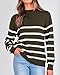 KIRUNDO Fall Sweaters for Women 2026 Striped Turtleneck Ribbed Knit Sweater Trendy Pullover Jumper Winter Fashion Clothing(Medium, Army Green)