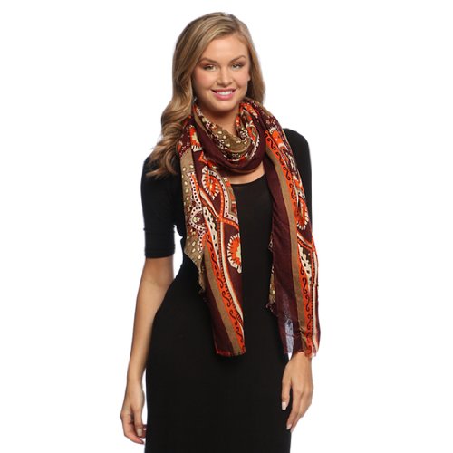 Peach Couture Light Weight Scarf Long Scarf Damask Scarf Paisley Scarf Beach Sarong Pashmina Floral Scarf Shawl Summer Scarf Olive Purple Scarf