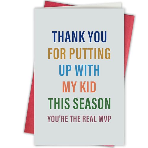 Bablira Funny Coach Thank You Card MVP Coach Appreciation Gift Sarcastic Appreciation Card for Sports Coaches Teachers Thank You for Up With My Kids This Season