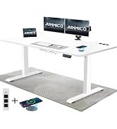 JUMMICO In hoogte verstelbaar bureau met draadloos laadstation en Euro-stopcontact met USB, Sc...