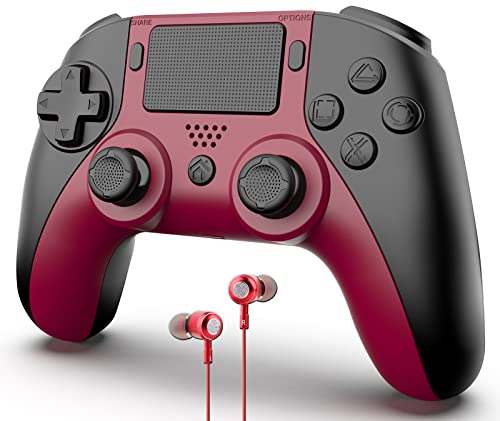 Wireless PS4 Controller, 2022-Newest Programmable Remote Controller for Playstation 4/PS4 Pro/PS4 Slim with Dual Vibration, 6-axis Sensor, Touchpad, Stereo Headset Earbud, 600mAh battery PS4 Gamepad