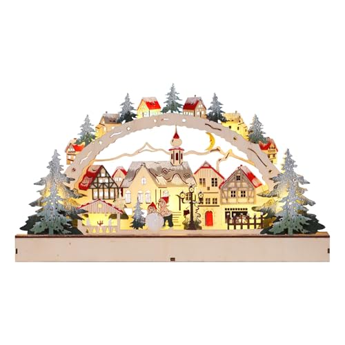 14.9 * 8.5in Beautiful Wooden Christmas Village, Christmas Village Houses, Christmas Town, Christmas Village Display, Christmas Indoor Decorations for Holiday Displays Desktop Decor