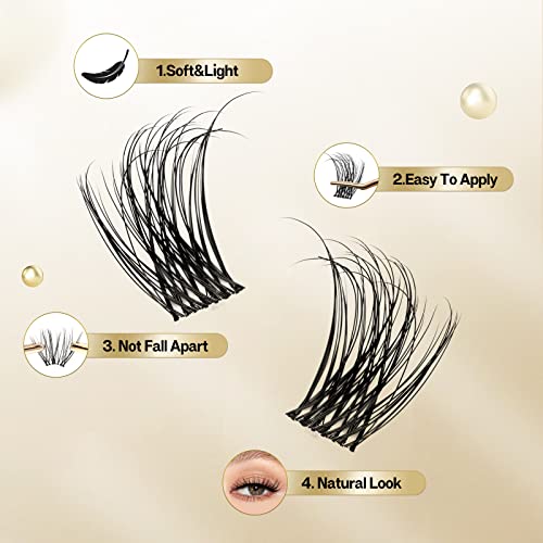 Cluster Lashes QUEWEL 72 Pcs DIY Cluster Eyelash Extension - Image 3