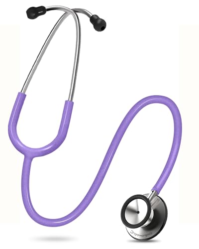 Image of FriCARE Dual Head Stethoscope - Stethoscopes for Nurses, Medical Nursing Students, Paramedics /EMT /LVN /VNA Backup Estetoscopio, Lavender Purple Tube, Stainless Steel Chestpiece