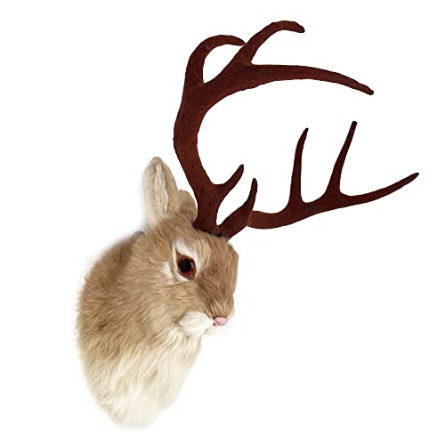FlyEgg Realistic Jackalope Head Wall Mount Yellow Figurine For Home Gift