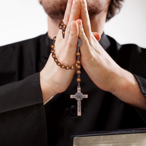 komi handmade wooden catholic rosaries rosary beads necklace from bethlehem wood christian prayer holy soil medal amp metal cross for catholic or christian gift
