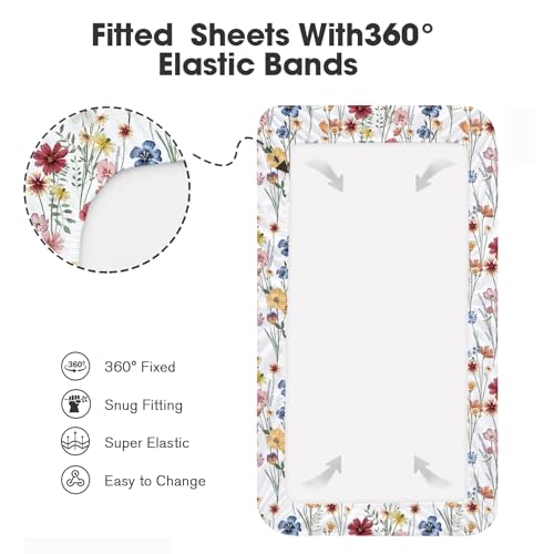 Image of Bimocosy Crib Sheets 4 Pack, Baby Crib Sheets Fitted for Boys and Girls Breathable & Snug Fit, Soft Toddler Bed Sheets for Standard Crib Mattress Nursery Daycare Essentials, Butterfly Meadow
