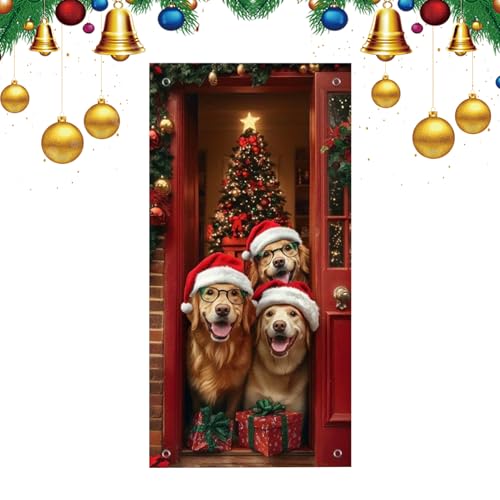 Cubiertas De Decoración Navideña Para Puertas | Accesorios De Fondo Para Fiestas En 2D | Decoración de Puerta para Navidad - Para Interior, Hogar, Cocina, Fiestas, Porche, Exterior Y Fotografía
