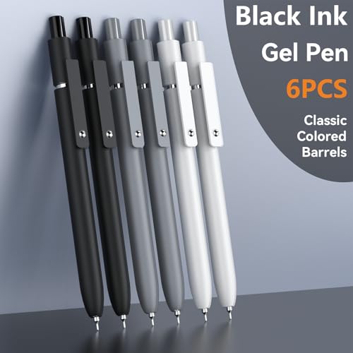 Gel Pens, 6 Pcs 0.5mm Fine Point Black Ink Pen With Smooth Writing, Office Desk Accessories, Writing Supplies Gifts for  - Additional View