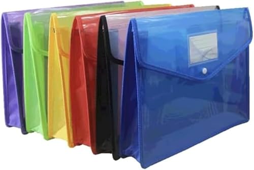 KryZaro 6 点セットボタン閉じファイルバッグ A4/B4 対応透明防水 名刺袋付き大容量 オフィス・家庭・学生用文書管理