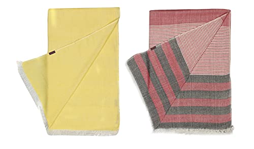 Image of Flyer Women's stole /scarf Colour- Yellow & Purple & Blue & Grey & Purple & Pink soft viscose ethnic scarves pack of 2 ST-08-ALL