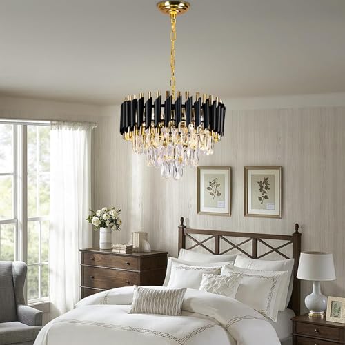 Image of Lyse Decor Chandelier for Living Room Modern Ceiling Light Jhumar for Hall Light for Living Room and Hall Round Jhoomer Show Lights for Home Decoration Ceiling (Black 400 mm)
