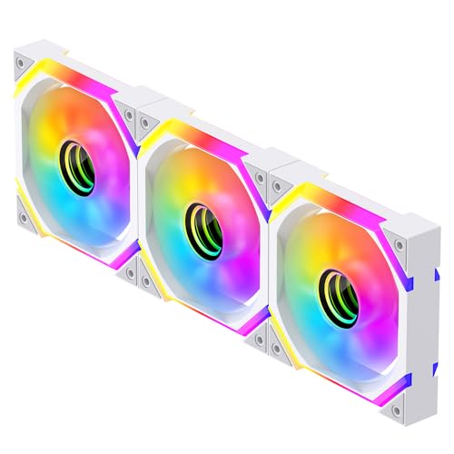 Image of Galaxy SE 120mm ARGB Computer Case Fans,Infinity Mirror RGB Light Effect 5V 3PIN Motherboard Light Sync 800~1600RPM PWM PC Fan Suitable for Computer Case(Triple Pack White Reverse)