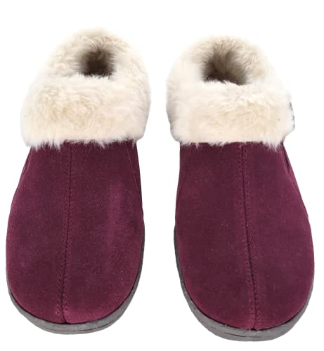 Clarks Womens Suede Leather Slipper with Gore and Bungee JMH2213 - Warm Plush Faux Fur Lining - Indoor Outdoor House Slippers For Women (8 M US, Burgundy)3